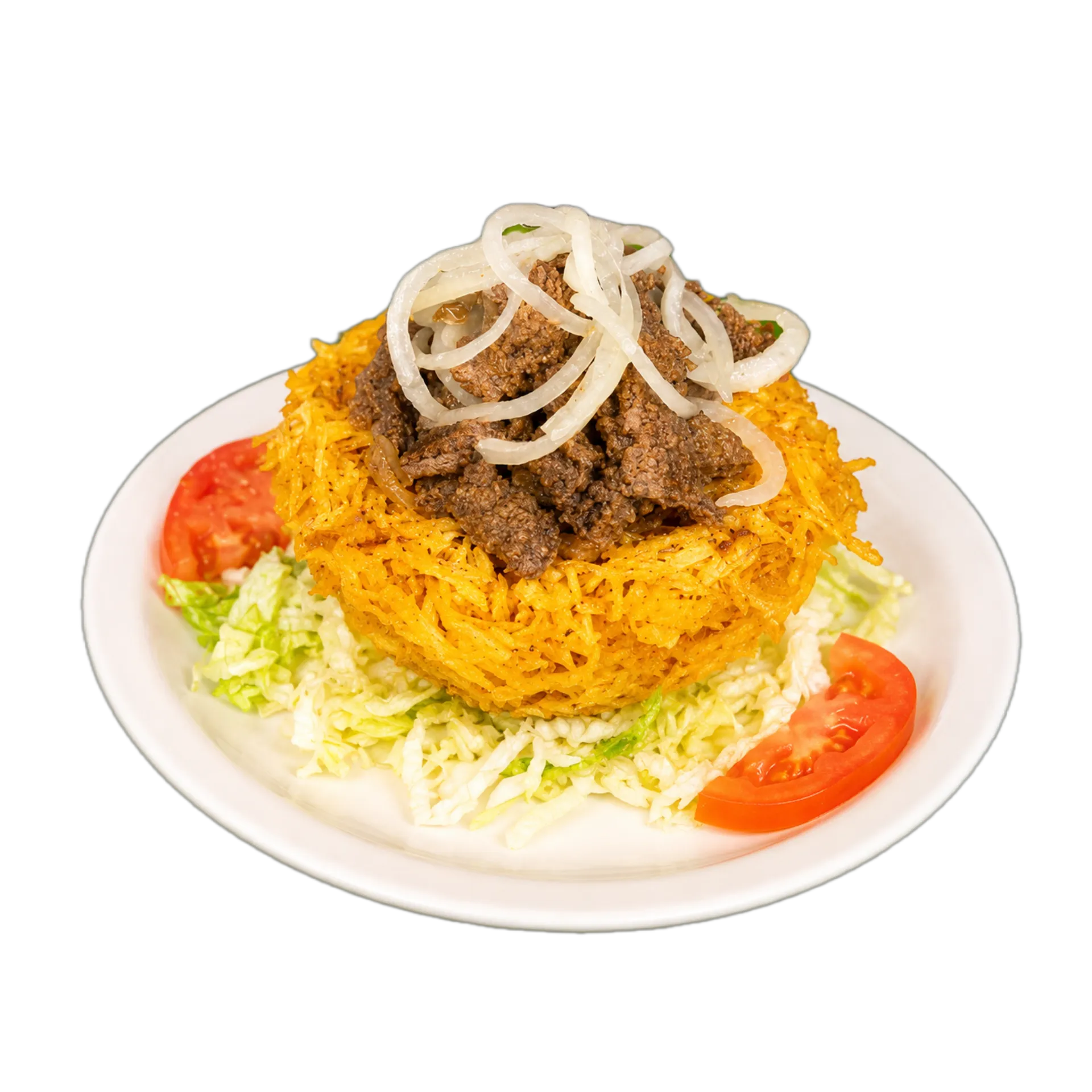 canasta rellena de platano bistec
